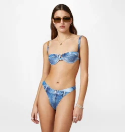 DENIM PRINT BIKINI BALCONETTE