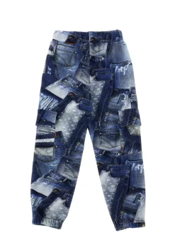 DENIM PRINT CARGO PANTS