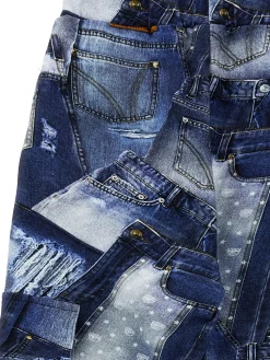 DENIM PRINT CARGO PANTS