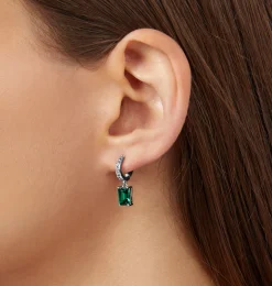 EARRINGS WITH EMERALD PENDANT