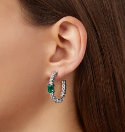 EMERALD HOOP EARRINGS