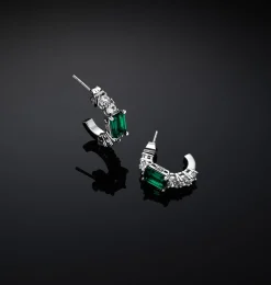 EMERALD SMALL HOOP EARRINGS