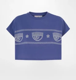 MAXI LOGOMANIA STUDS CROP T-SHIRT