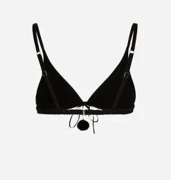 SATIN POM-PON TRIANGLE BRA