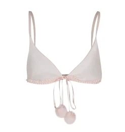 SATIN POM-PON TRIANGLE BRA
