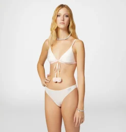 SATIN POM-PON TRIANGLE BRA