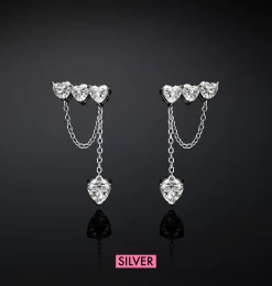 SILVER HEART PENDANT EARRINGS