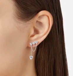 SILVER HEART PENDANT EARRINGS