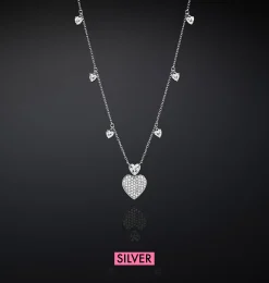 SILVER HEARTS NECKLACE