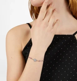 SILVER PINK HEARTS BRACELET