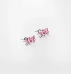 SILVER PINK LOBE EARRINGS