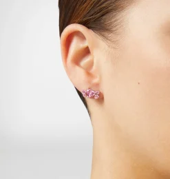 SILVER PINK LOBE EARRINGS